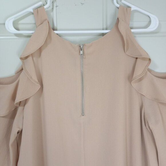 Umgee USA Cold Shoulder Ruffle Sleeve Beige Tunic Dress Size L Womens. - Picture 5 of 10